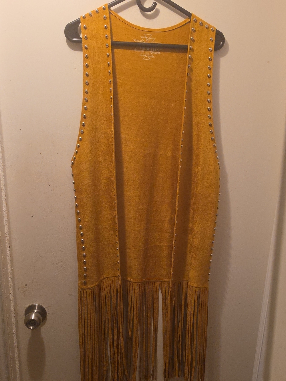 Crazy Train Mustard Suede-Look Embossed Logo Vest